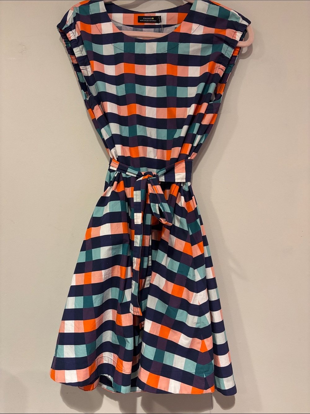 kate spade Navy Multi-Stripe Belted Fit-and-Flare Dress